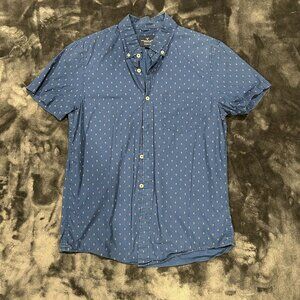 American Eagle Seriously Soft Button Down Shirt - Blue Polka Dot - Men's - Small